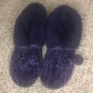 purple fuzzy shoes